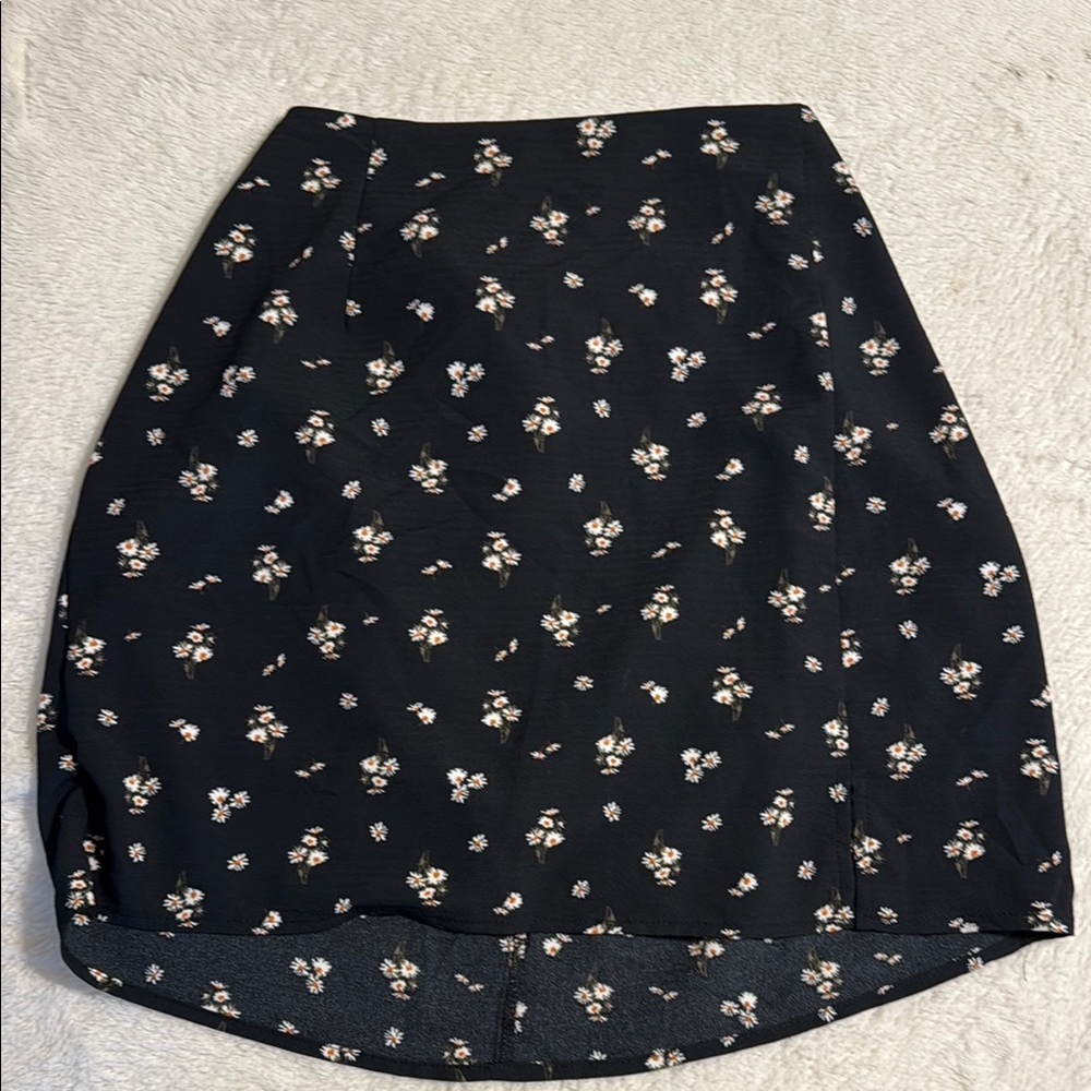 Floral Black Skirt